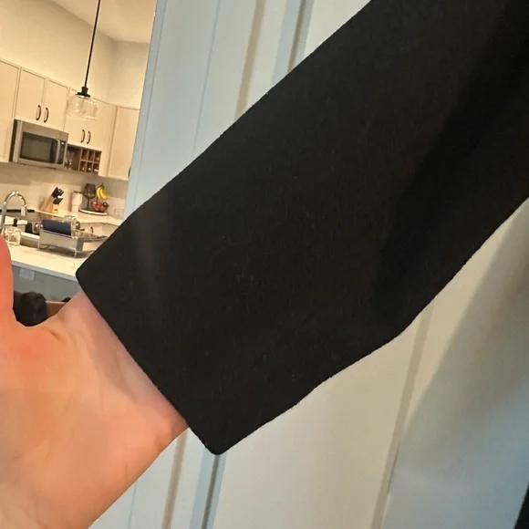 DKNY Black Pea Coat with Faux Fur Collar - Picture 5 of 5